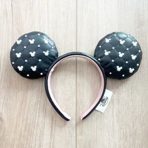 Disney Quilted “Faux” Leather Black and White Minnie Mouse Ears Headband